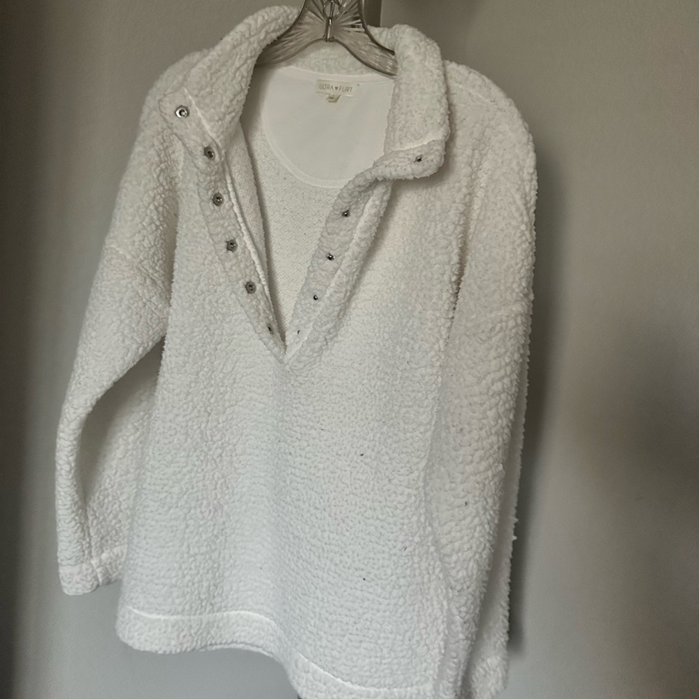 Ultra Flirt Off White Sherpa Fleece Jacket